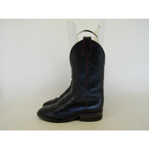 JUSTIN Mens Size 6 D Black Leather Bullhide Western Cowboy Boots - Picture 1 of 11